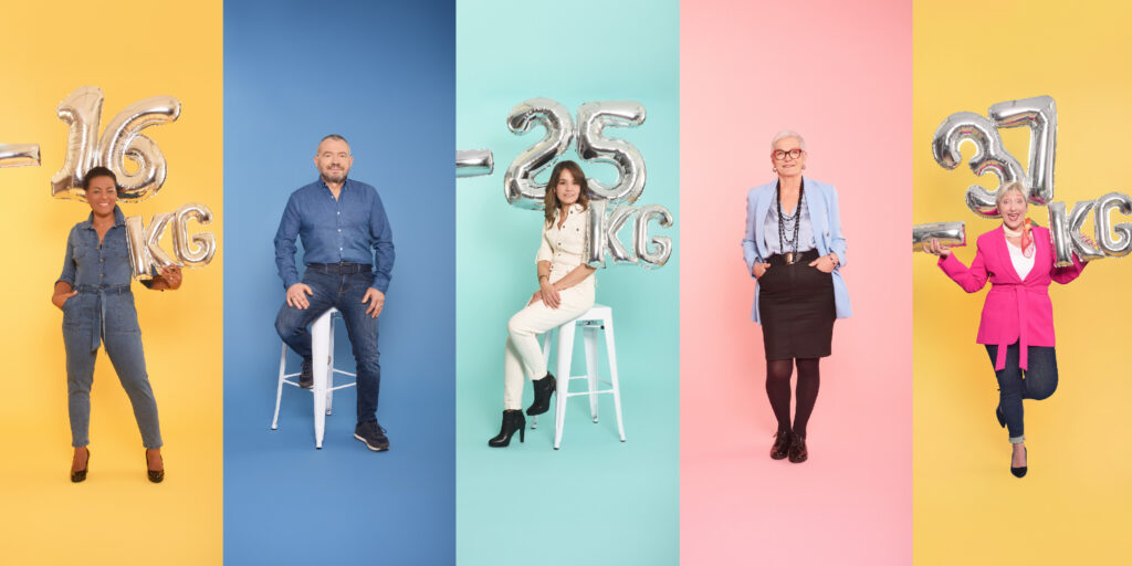 5 ambassadeurs de dietplus prennent la pose lors d'un shooting photo