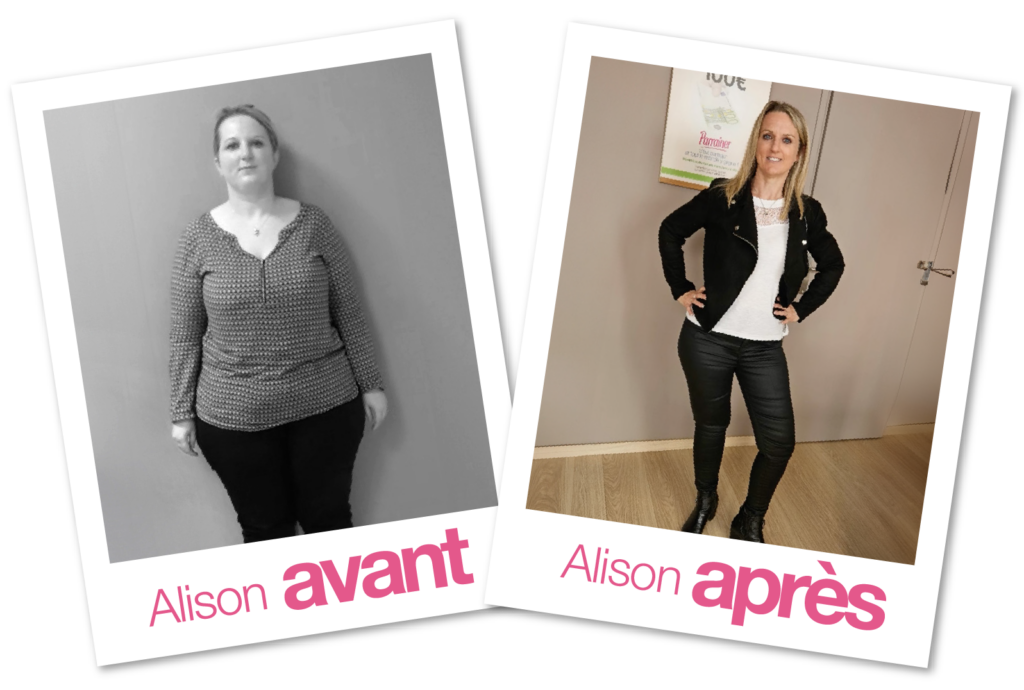 Alison, avant et après son rééquilibrage alimentaire avec dietplus