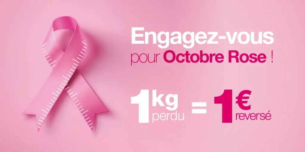 Illsutration opération 1 kilo perdu = 1 euro pour Octobre rose avec dietplus.