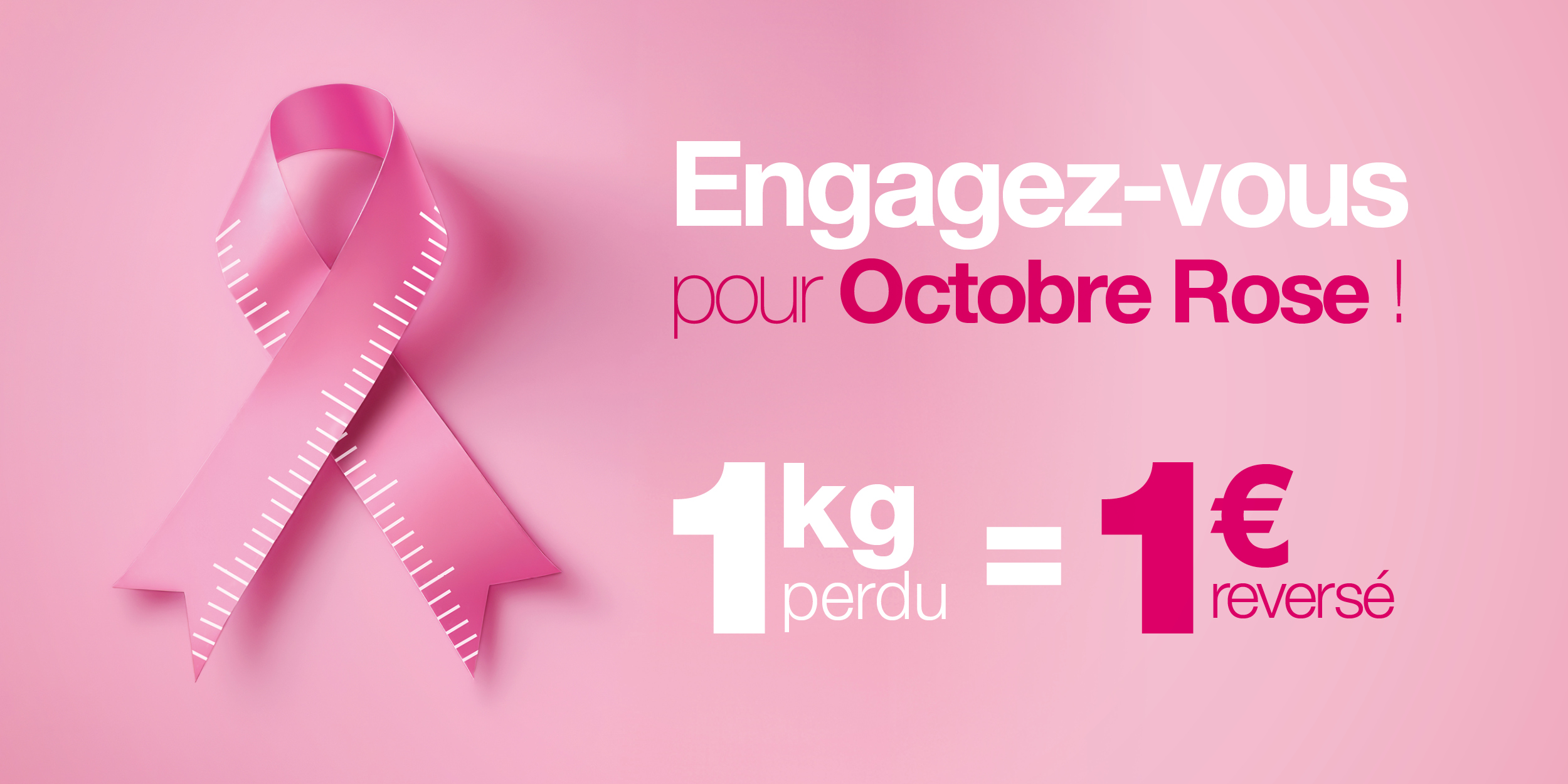 Illsutration opération 1 kilo perdu = 1 euro pour Octobre rose avec dietplus.